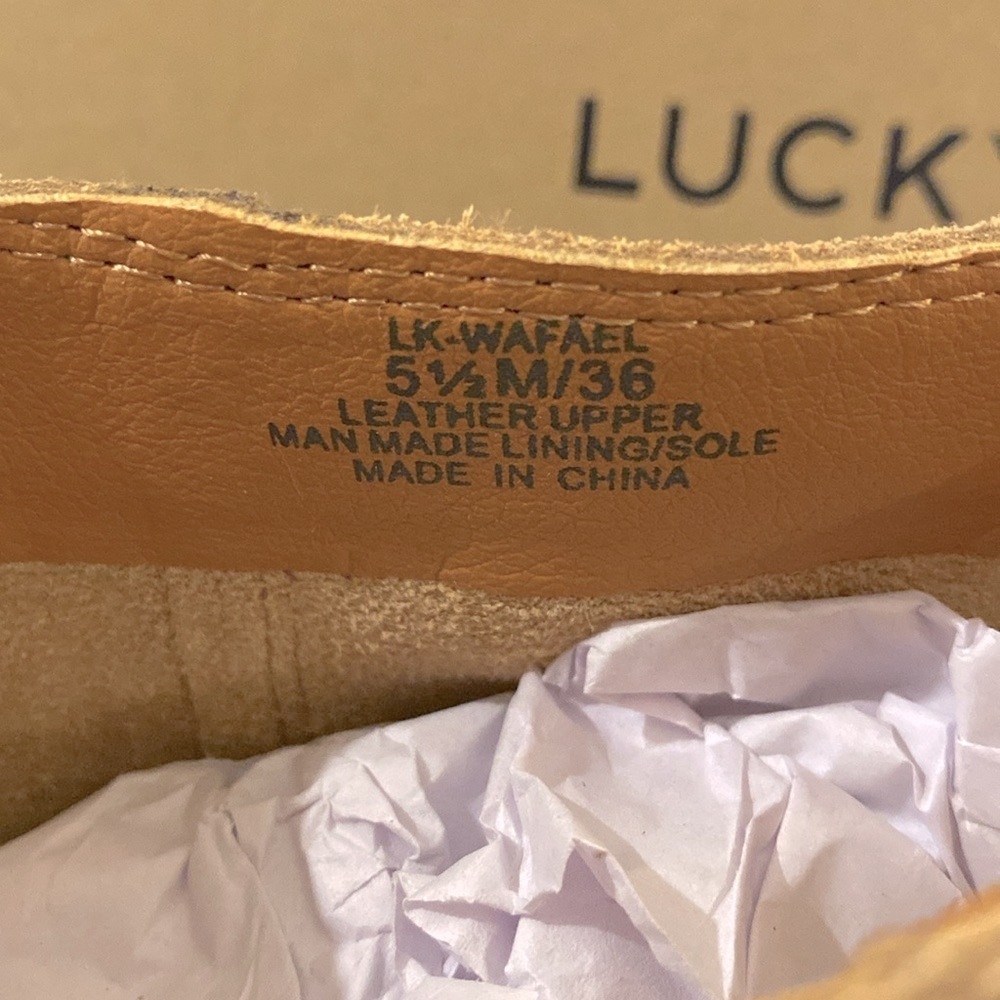NIB [Lucky Brand] Wafael Javan Print Padded Insole Wedge Booties Women’s Sz 5.5 - Picture 5 of 12